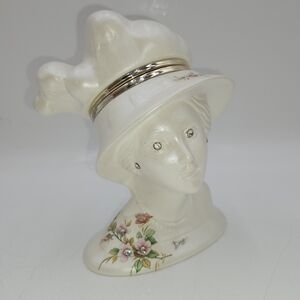 RARE Vintage Hathaway Int. Pearl Iridescent Lady Head Trinket Box Vanity vase